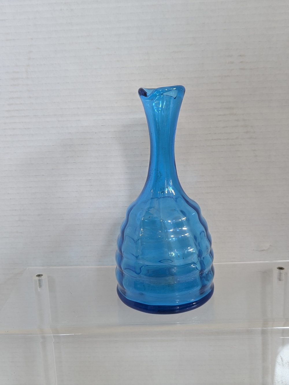 Blenko #64e Joel Myers Turquoise Blue Beehive/Honeycomb Glass Vase